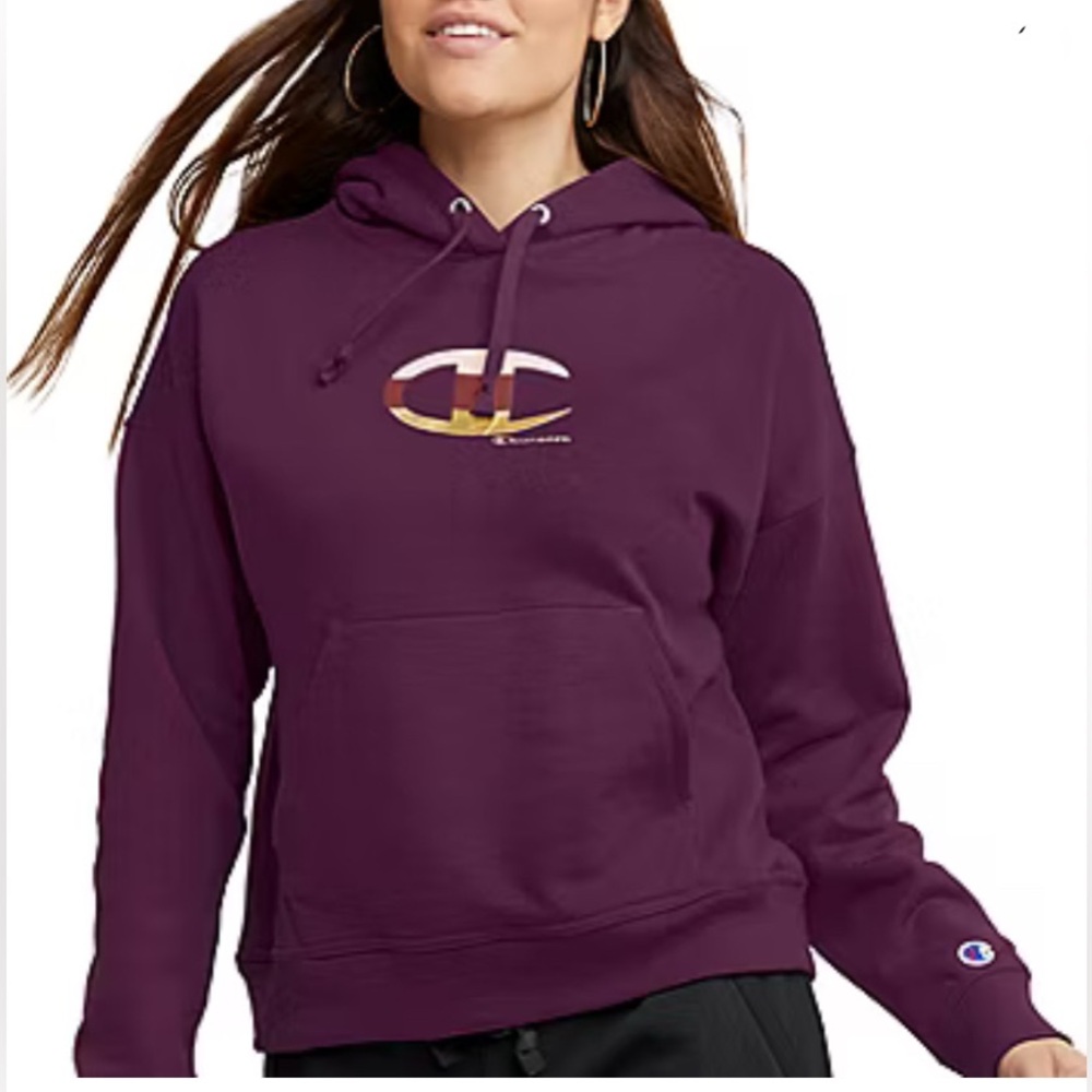 Champion Powerblend Womens Long Sleeve Fleece Active Hoodie‎ in Plum Size XL NWT